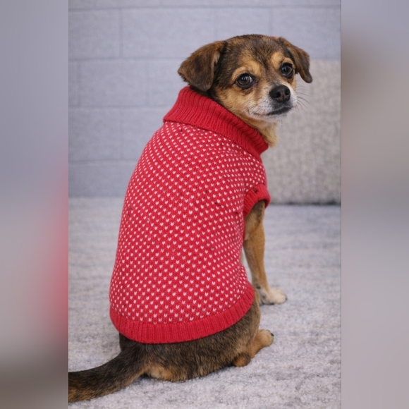 Heart To Tail Other - Cozy Red Knit Dog Sweater